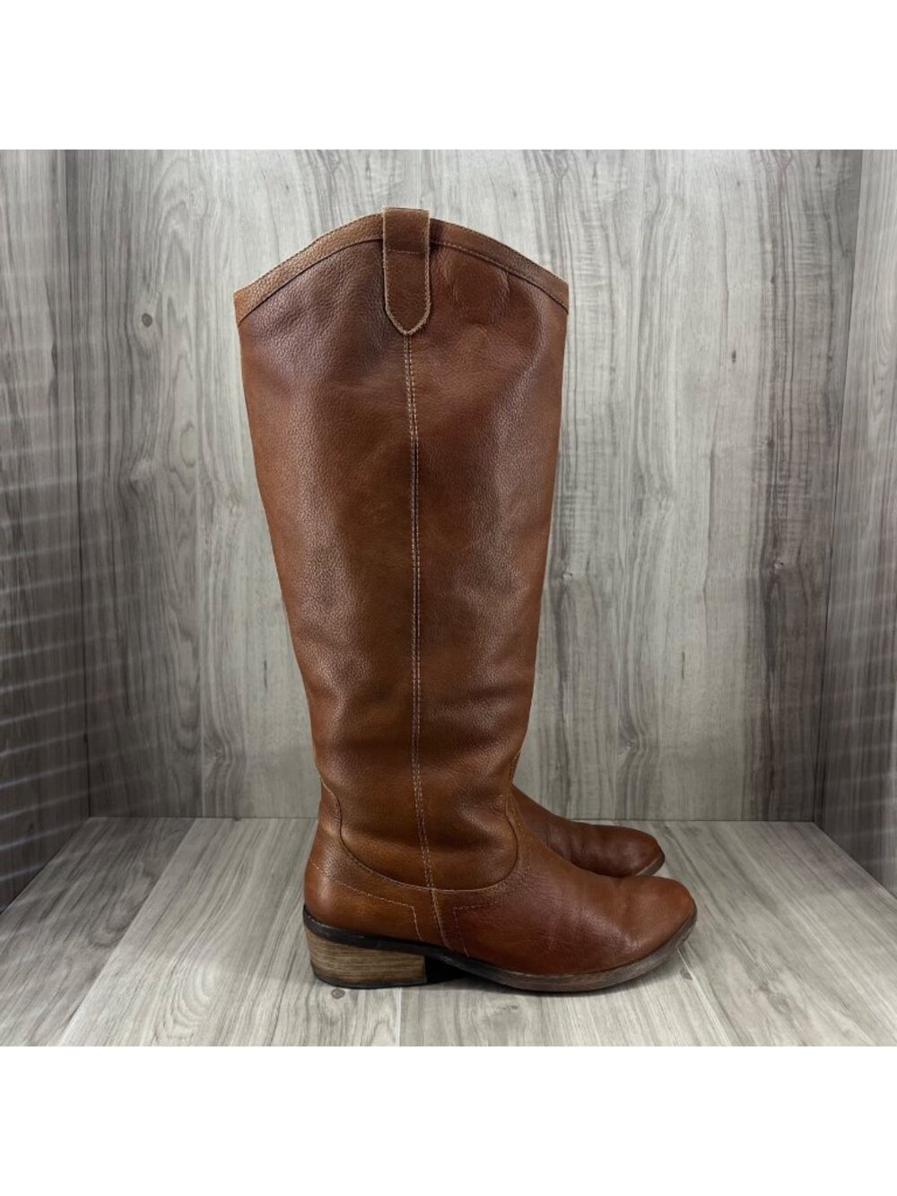 Franco Fortini Boots Womens 9M Winchester Brown Leather Pull On Knee High Tall